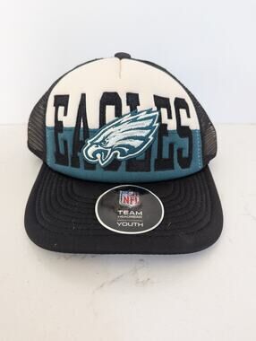 Youth Philadelphia Eagles White Black Modern Fan Trucker Adjustable Hat